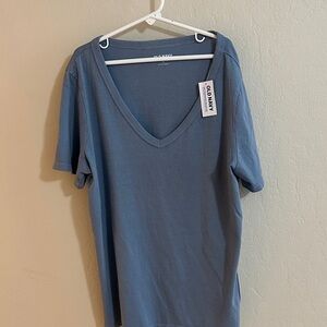 Old Navy Women's Short-Sleeve V-Neck Tee - Dusty Blue